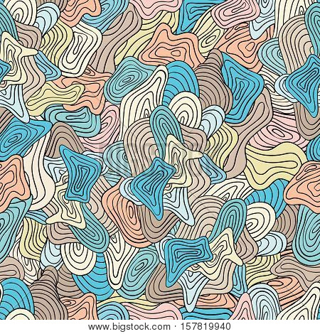 Vector hand drawn abstract seamless pattern in soft colors