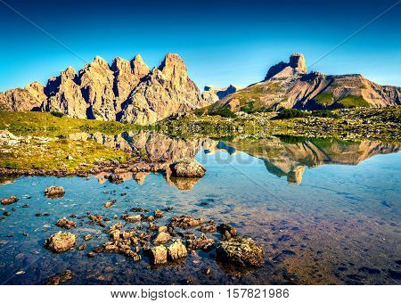 Colorful Summer Scene On Rienza Lake
