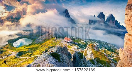 Foggy Morning Scene In The Alps