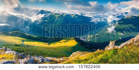 Campitello Di Fassa And Folla Di Fassa Villages In The Morning Mist