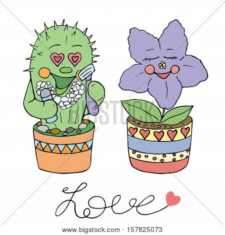 Vector hand drawn illustration. Funny card for Saint Valentine day