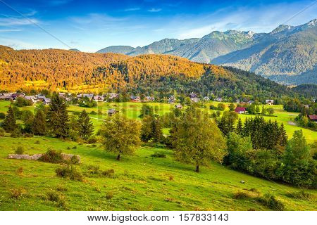 Colorful Summer Morning On The Stara Fuzina Village