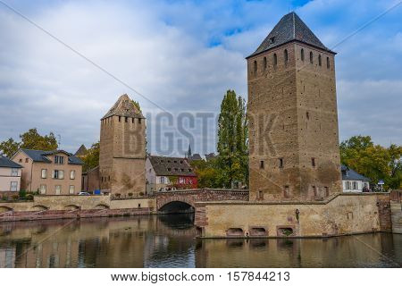 Strasbourg, Medieval Bridge Ponts Couverts, Historic District Petite France