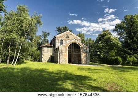 The archeological area of Castelseprio (Varese Lombardy Italy): ruins of a village destroyed in the 13th century. Unesco World Heritage Site. The church