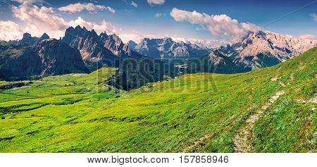 Green Summer Scene In National Park Tre Cime Di Lavaredo