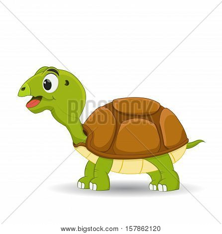 cartoon smiling turtle standing isolated on white background