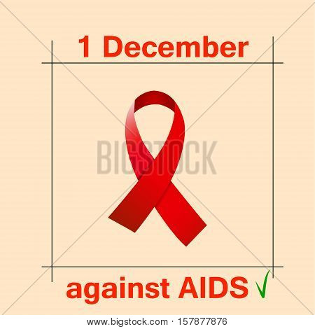 Awareness red ribbon aids hiv vector illustration