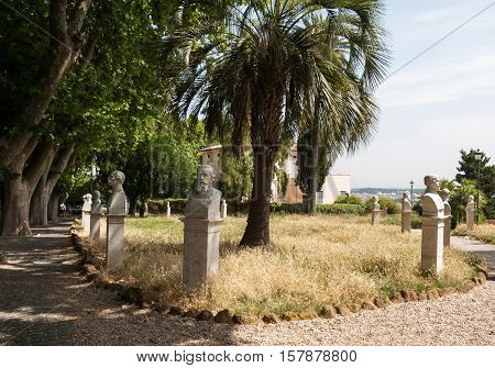 ROME, ITALY - JUNE 13, 2015: Statues in the Gianicolo park in Rome Italy