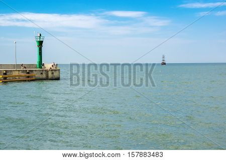 a waterbreak in Leba Poland. Baltic sea