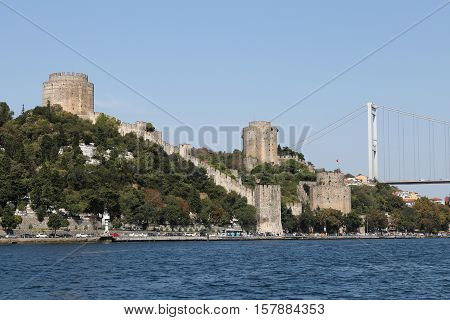 Rumelian Castle in Bosphorus Strait Coast of Istanbul City Turkey