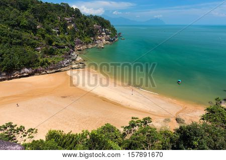 View on the Rocky beach of Teluk Pandan kecil in the bako national park, Kuching, Borneo. Malaysia