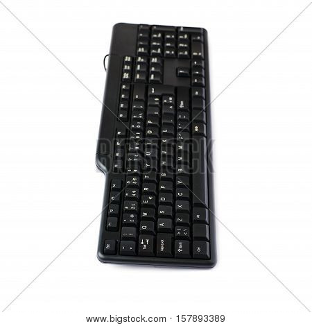 Black computer querty keyboard isolated over white background