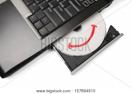 Inserting CD / DVD with Smile in Laptop Drive