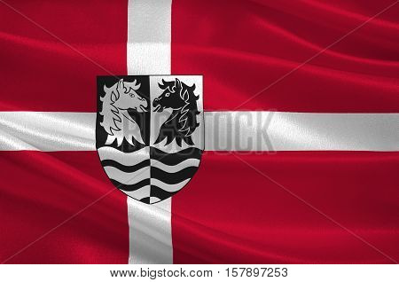 Flag of Faxe is a municipality in Denmark in Region Sjælland on the island of Zealand. 3d illustration