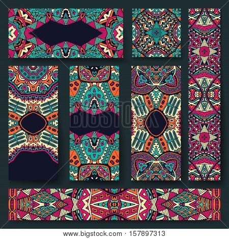 colorful business card and banner template set. creative ornamental collecton of banners and borders