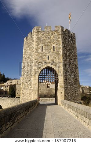 medieval bridge of Besalú in La Garrotxa Girona Spain