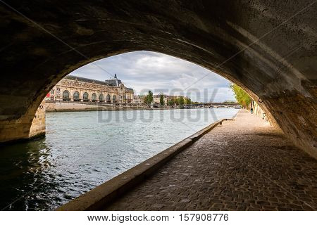 Underpass Of A Seine Bridge In Paris