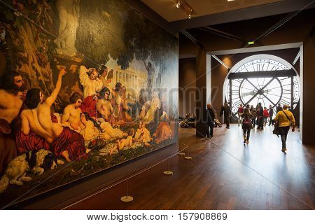 Artwork And Giant Clock In The Musee Dorsay In Paris