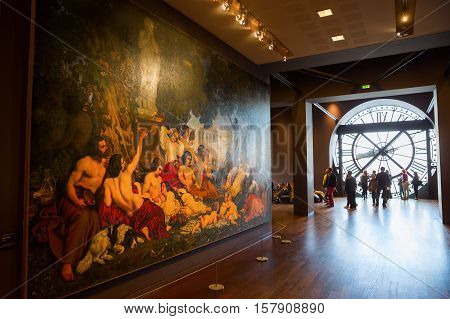 Artwork And Giant Clock In The Musee Dorsay In Paris