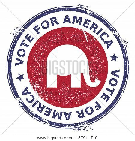 Grunge Republican Elephants Rubber Stamp. Usa Presidential Election Patriotic Seal With Republican E