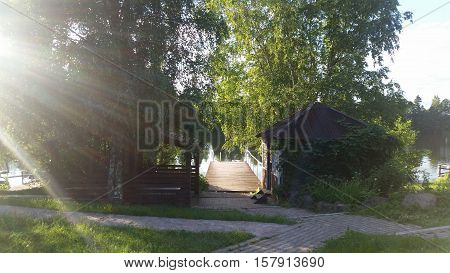 Summer Landscape water nature green rest on the river
