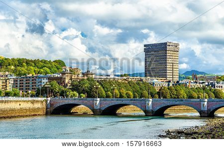 Santa Catalina Bridge over the Urumea river in San Sebastian - Spain