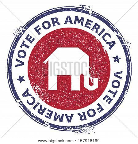 Grunge Broken Republican Elephants Rubber Stamp. Usa Presidential Election Patriotic Seal With Broke