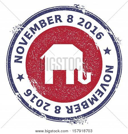 Grunge Broken Republican Elephants Rubber Stamp. Usa Presidential Election Patriotic Seal With Broke
