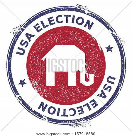 Grunge Broken Republican Elephants Rubber Stamp. Usa Presidential Election Patriotic Seal With Broke