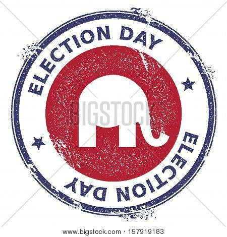 Grunge Republican Elephants Rubber Stamp. Usa Presidential Election Patriotic Seal With Republican E