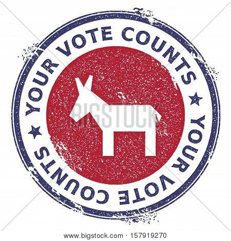 Grunge Broken Democrat Donkeys Rubber Stamp. Usa Presidential Election Patriotic Seal With Broken De