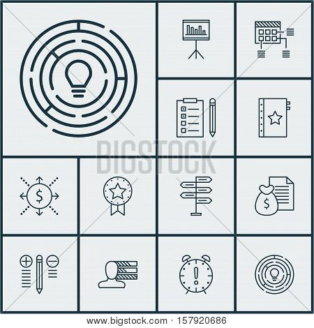Set Of Project Management Icons On Report, Presentation And Personal Skills Topics. Editable Vector
