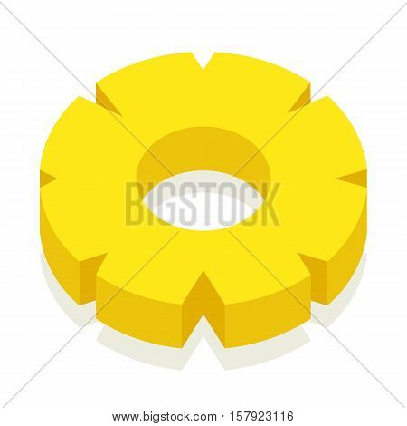 Vector illustration of juicy 3d pineapple slice isolated on white