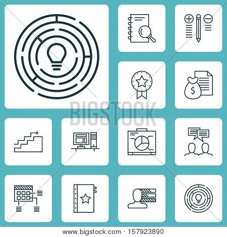 Set Of Project Management Icons On Decision Making, Innovation And Schedule Topics. Editable Vector