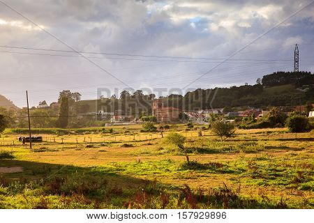 View of Church of Nuestra Snora de Septiembre Cantabria. Spain
