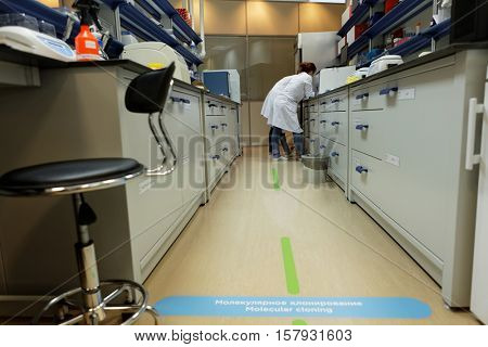 ST. PETERSBURG, RUSSIA - NOVEMBER 16, 2016: Researchers at work in the molecular genetics laboratory of the biotechnology company BIOCAD, the full-cycle drug development and manufacturing companies