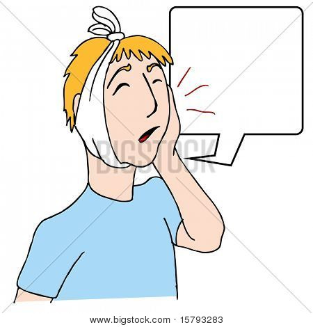 有的人戴着头绷带牙痛图像。