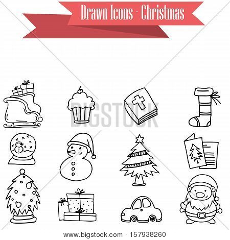 Collection stock of Christmas icons vector art illustration
