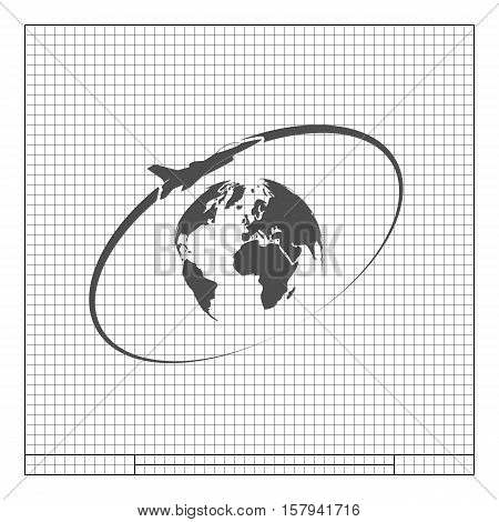 Airplane Fly Around The Planet Earth. Logo.