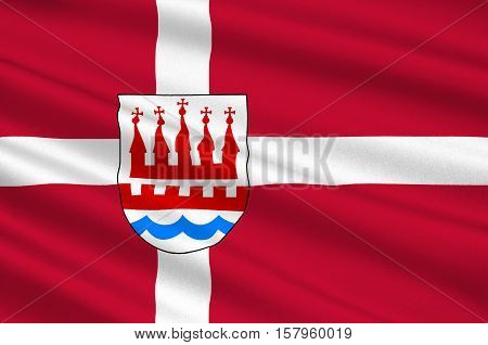 Flag of Kalundborg is a municipality in Denmark in Zealand Region. 3d illustration