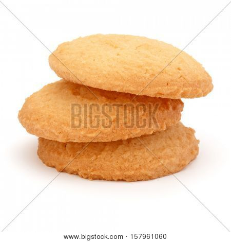 stacked short pastry cookies isolated on white background