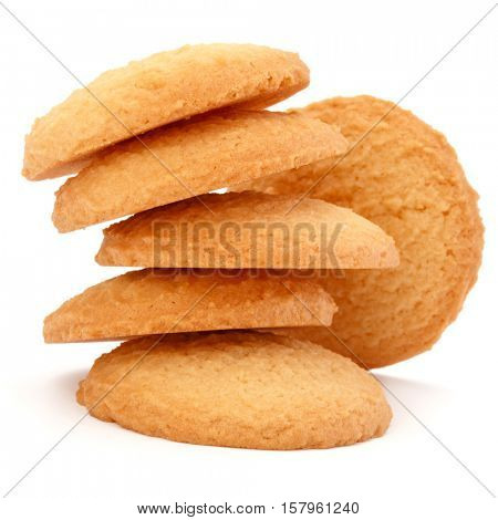 stacked short pastry cookies isolated on white background