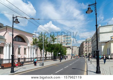 Moscow, Russia - June 02.2016. Former estate of Lobanov-Rostovsky is architectural monument on a Myasnitskaya Street