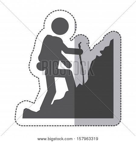 Pictogram and mountain icon. Sport hobby people person and human theme. Isolated design. Vector illustration