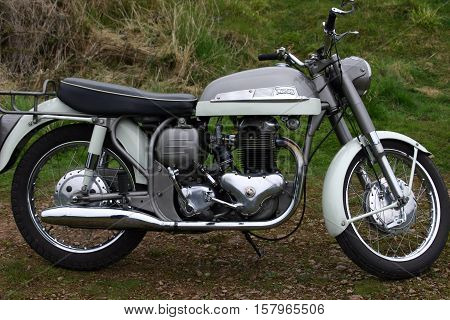 Norton Dominator - Classic British Motorcycle. Photographed at Coleford Carnival of Transport, England. 10th April 2009. (Offside view)