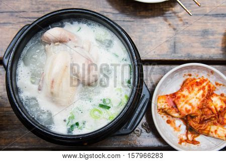 chicken ginseng soup or samgyetang is a famous dish in South Korea