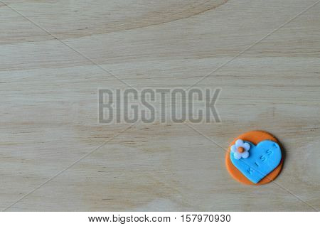 Kiss Word On Blue And Orange Heart For Love And Valentine