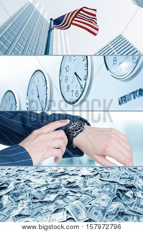 business theme photo collage composed of few images
