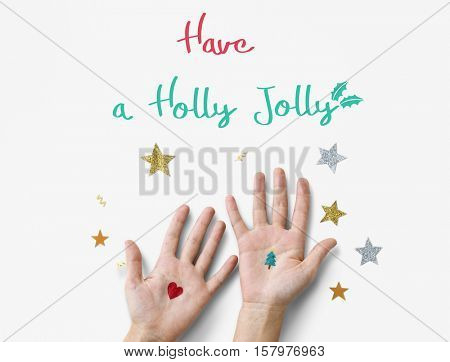 Merry Christmas and Happy New Year Family Holiday Festival Concept