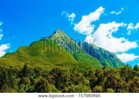 Beautiful landscape. Beautiful peaks in the clouds